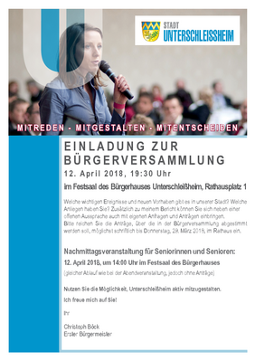 Einladung zur Bürgerversammlung, 12. April 2018